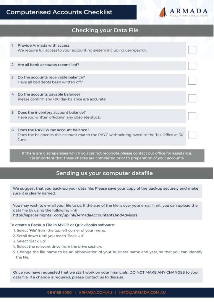 2022 COMPUTERISED ACCOUNTS CHECKLIST