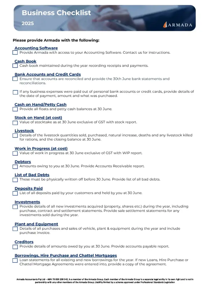 Business Checklist 2025
